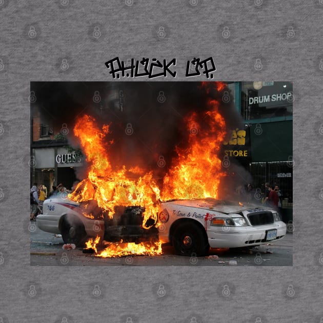 cop car on fire by PHUCK_UP